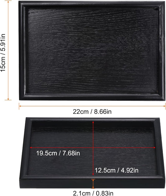 PATIKIL Wood Serving Tray 12x8 Inch Outer Base, Rectangular Decorative Platter for Home Decor Kitchen Table Candle Holder, Black