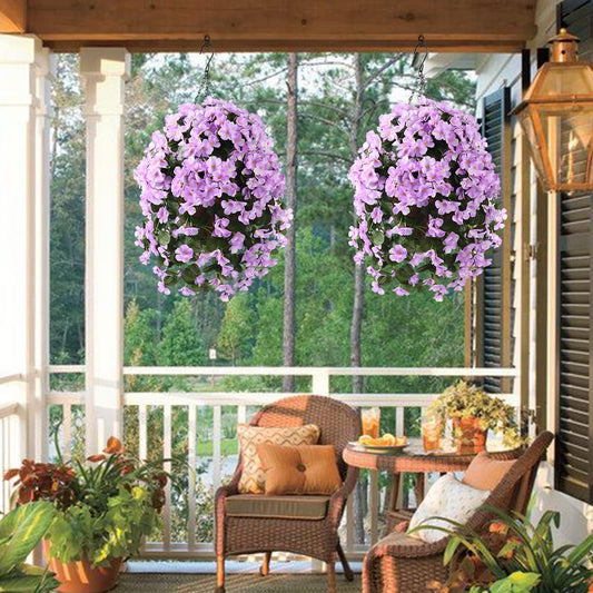 INQCMY Artificial Fake Hanging Plants Flowers Basket for Spring Summer Outdoor Outside Decoration,Faux Silk Begonia Flower in Planter Look Real UV Resistant for Home Porch Patio Balcony Yard Decor