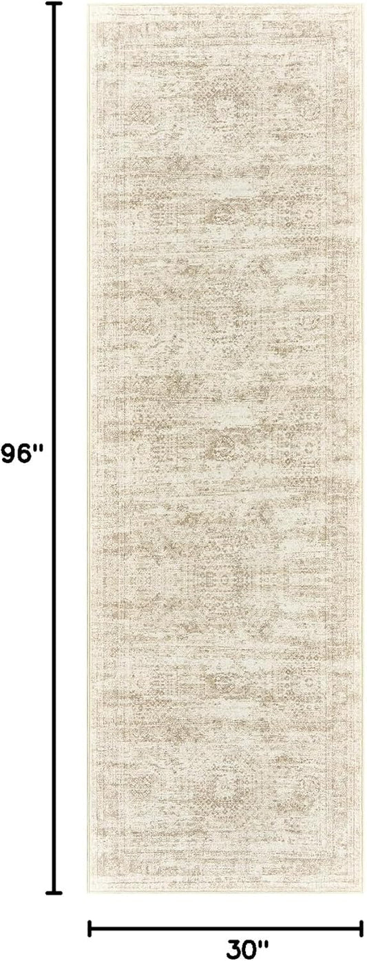 Soalmost Washable Area Rug 8x10, Large Soft Rugs for Living Room Vintage Beige Carpet 8x10 Area Rugs for Bedroom Dining Room Non-Slip Stain Resistant Under Table Rug - Colors A