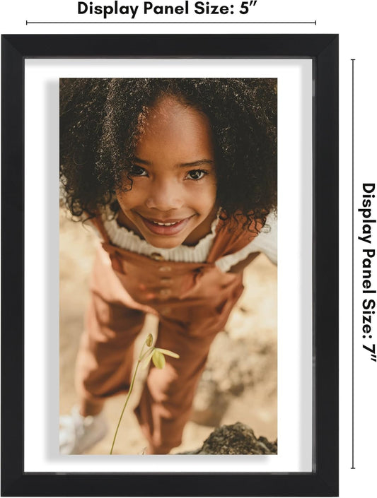 Americanflat Aluminum 11x14 Floating Picture Frame with Shatter-Resistant Glass - Use as 8x10 Picture Frame or Display 11x14 Photo - Signature Float Collection - Photo Frames for Wall Display - Black