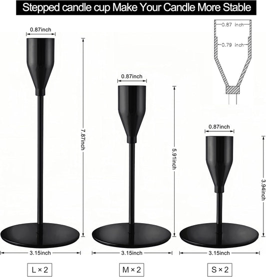 French Gold Taper Candle Holders for Wedding Table Centerpiece,Tall Taper Candlestick Holders Bulk Set of 6,Metal Candle Stick Holders for Dinning or Mantel Centerpiece,Party Home Decor