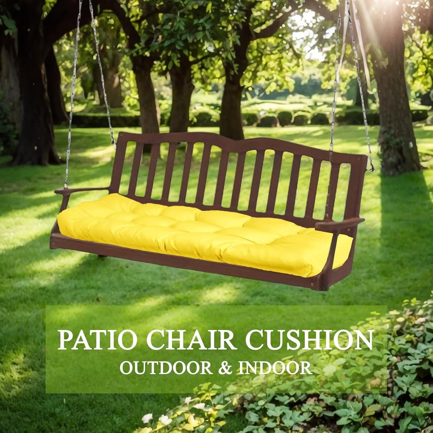 MTMR Outdoor Bench Cushion-44X19 Water-Repellent Tufted Porch Swing Cushions with High Elasticity PP Cotton and Ties Fade-Resistant Patio Outdoor Chair Cushion for Bench Furniture, Indoor Seat Cushion