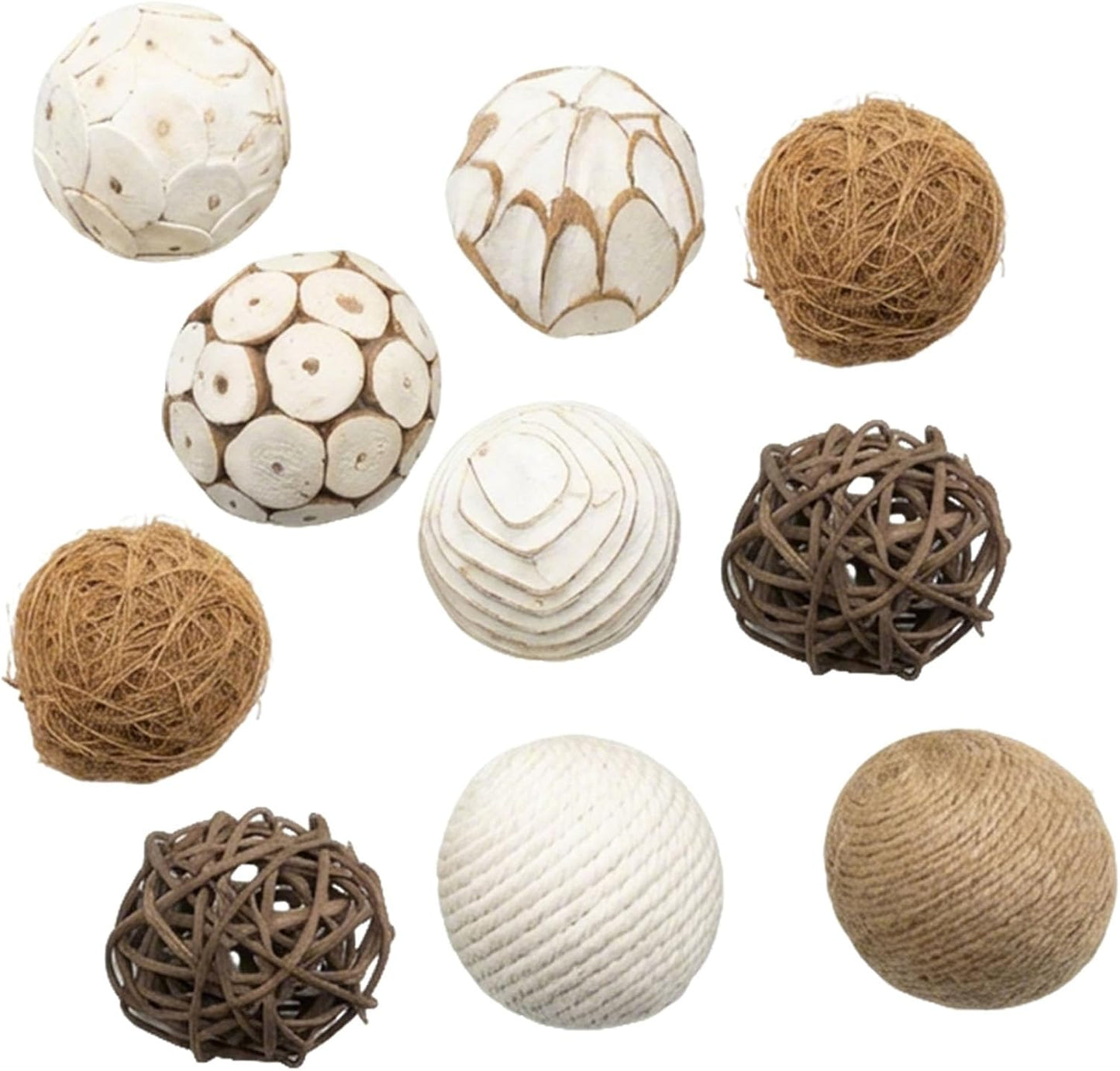 6pcs Decorative Balls for Bowl Centerpiece, 2.4 Inch Orbs Spheres Decor Balls Rattan Wicker Balls for Bowl Fillers, DIY Home Vase Table Decor