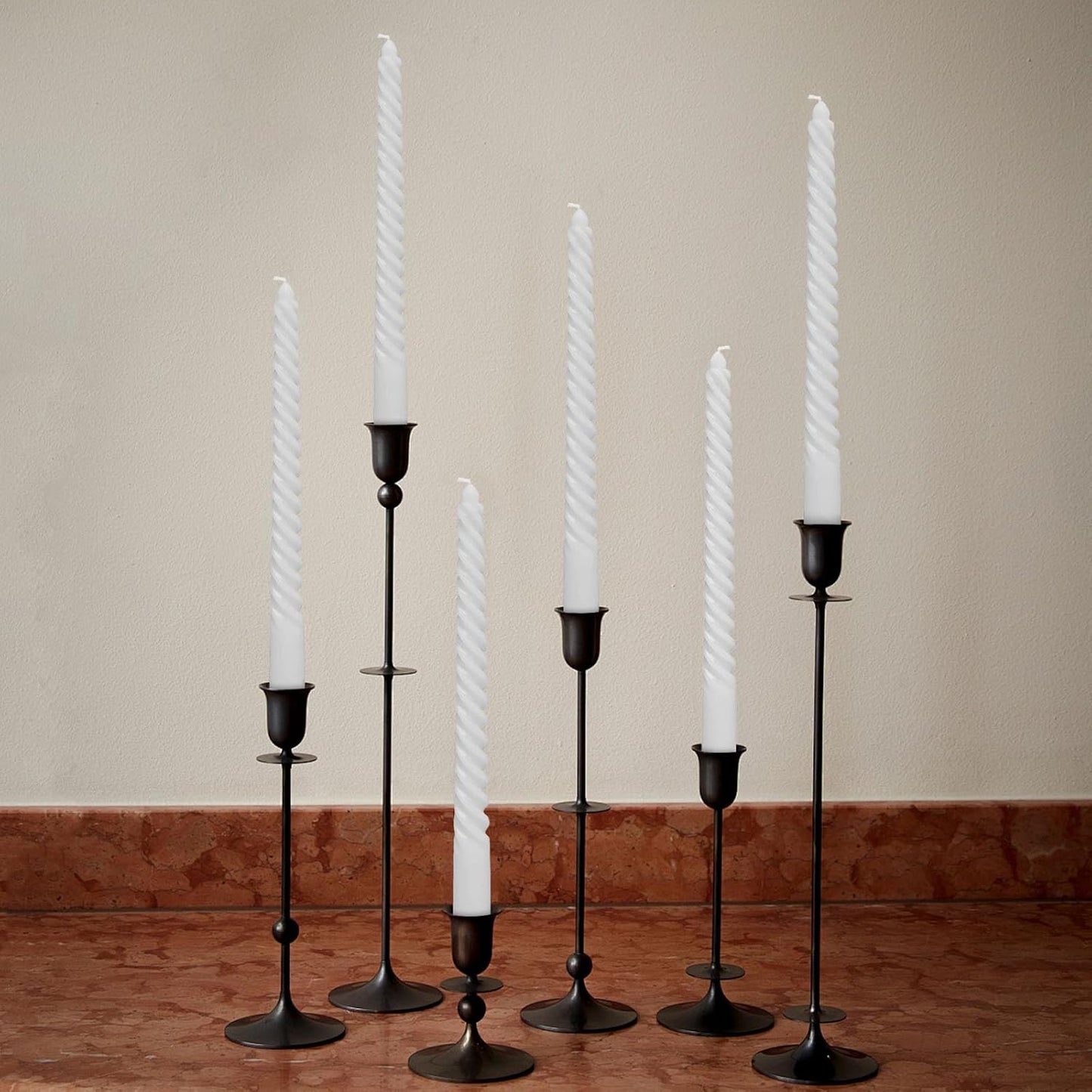 10 Pack Ivory Spiral Taper Candles 3/4×10 Inch – Dripless Smokeless Unscented Long Twisted Tapered Candle Sticks for Wedding Dinner Home Decor Advent Christmas – Cream Candlesticks