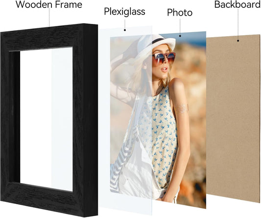 Vittanly 11x14 Picture Frame, Display Pictures 8x10 with Mat or 11x14 without Mat, Photo Frame for Wall Mounting, Black, 1 Pack - Colors A