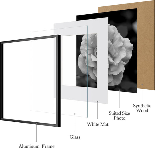 eletecpro Aluminum Gallery Wall Frame Set of 7, Including 1Pc 11x14, 2Pcs 8x10, 4Pcs 5x7 Photo Frames for Wall or Tabletop Display, Multiple Sizes Picture Frames Collage Wall Decor, Gold