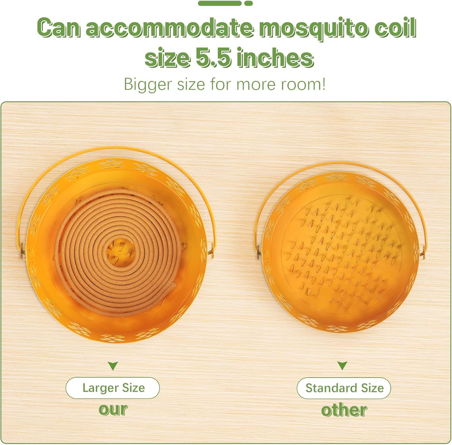 Portable Iron Mosquito Coil Holder with Handle Round Heat-Resistant Incense Holder (Bronze)
