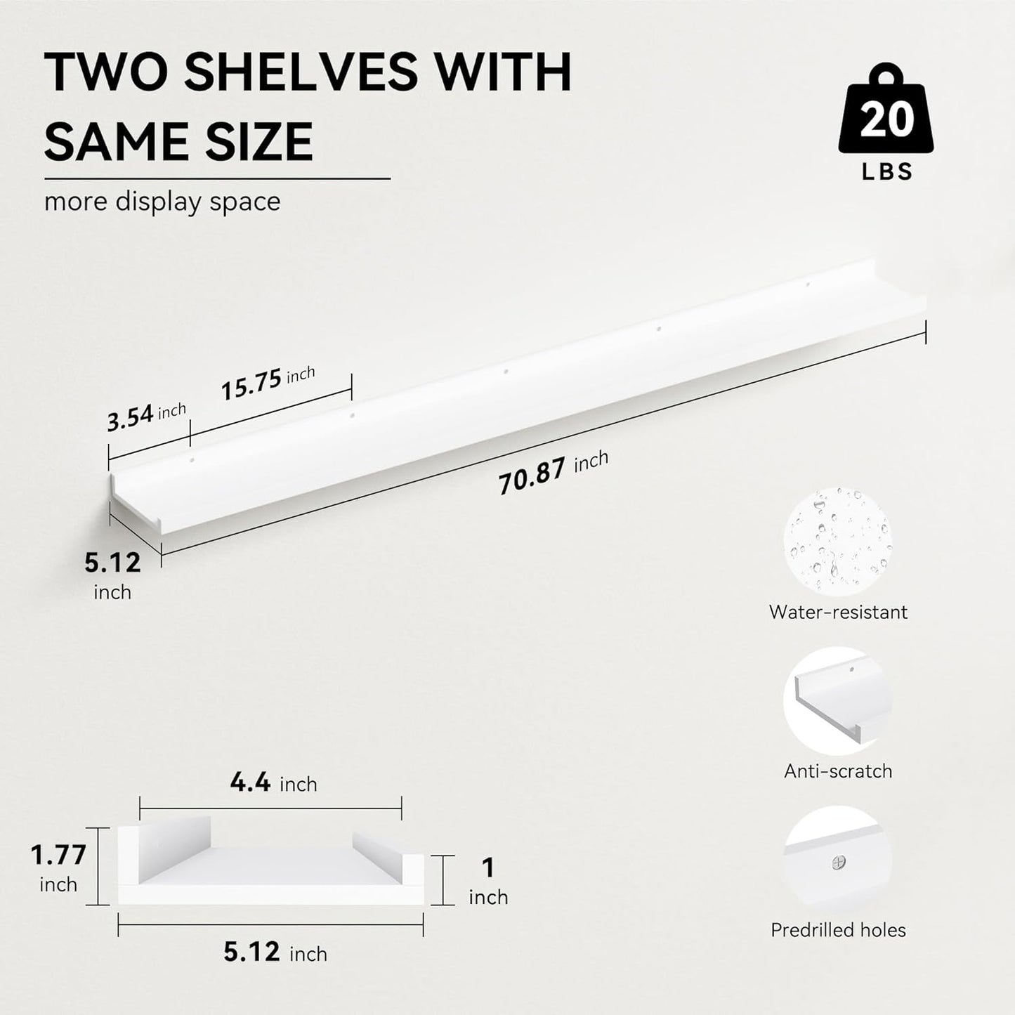 Boswillon Floating Shelves Wall Mounted Set of 2, Modern Black Wall Shelves for Storage with Lip, Display Picture Ledge Shelf for Wall Decor Bedroom Living Room Bathroom Kitchen