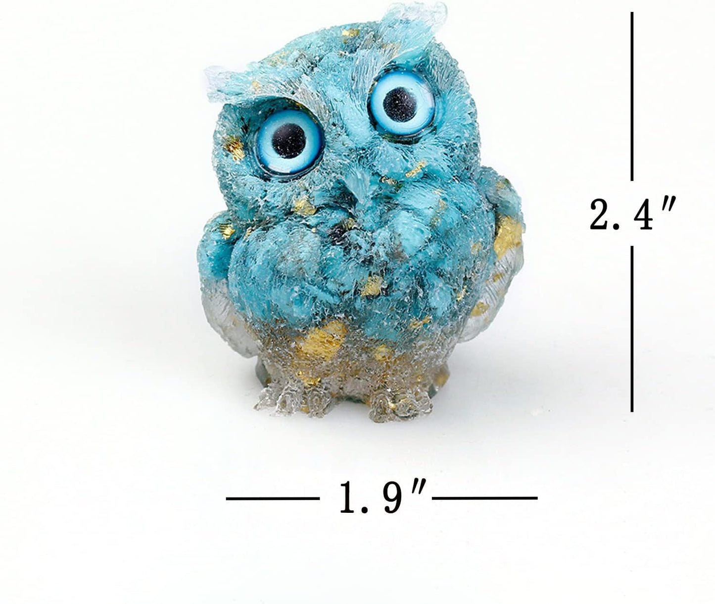 OwMell Owl Statue Tumbled Stone Gemstone Owl Figurine Home Decor Shelf Decor 2.5" - Turquoise