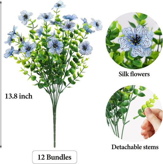 ATTGREAT Artificial Flowers Outdoors Faux Plants UV Resistant Fake Flowers Daisy Plastic Greenery Plnats Outside for Garden Planter Patio Porch Spring Summer Home Home Decor, 12 Bundles (Multicolor)