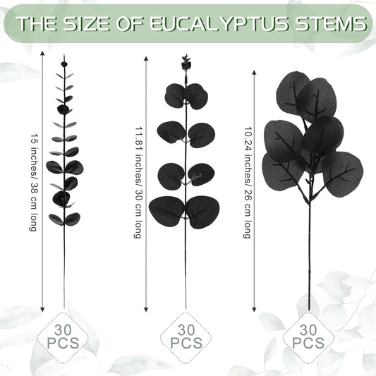 Giegxin 180 Pcs 3 Kinds Mixed Artificial Eucalyptus Leaves Stems Bulk Silver Dollar Leaves Picks Dried Eucalyptus Bundle Faux Spray for Wedding Vase Bouquet Floral Arrangement (Green)
