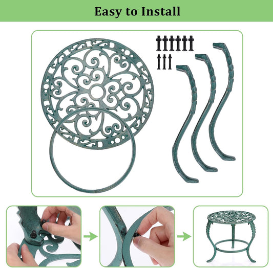 OwnMy Heavy Duty Cast Iron Plant Stand Vintage Iron Flower Pot Holder, Rustic Decorative Round Potted Plant Stand Rack, Indoor Outdoor Metal Plant Holder for Home Garden