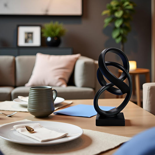 10" Modern Abstract Ribbon Decorative Sculpture, Knot Sculptures,Home Decor,Coffee Table Statues,Dining Living Room Desk Decor(White)