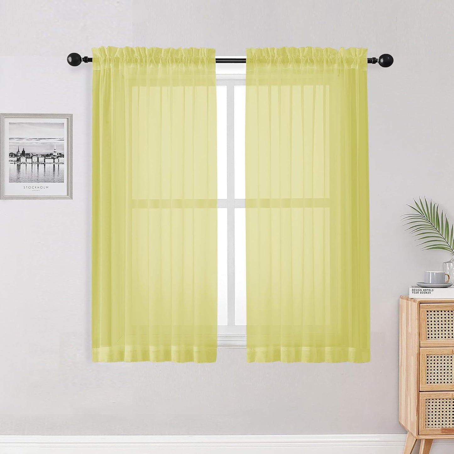 OWENIE Sheer Curtains 84 inches Long 2 Panels Set for Living Room/Bedroom, Rod Pocket Voile Sheer Panel Drapes, White, 2pcs, Each 42" W x 84" L - Colors A