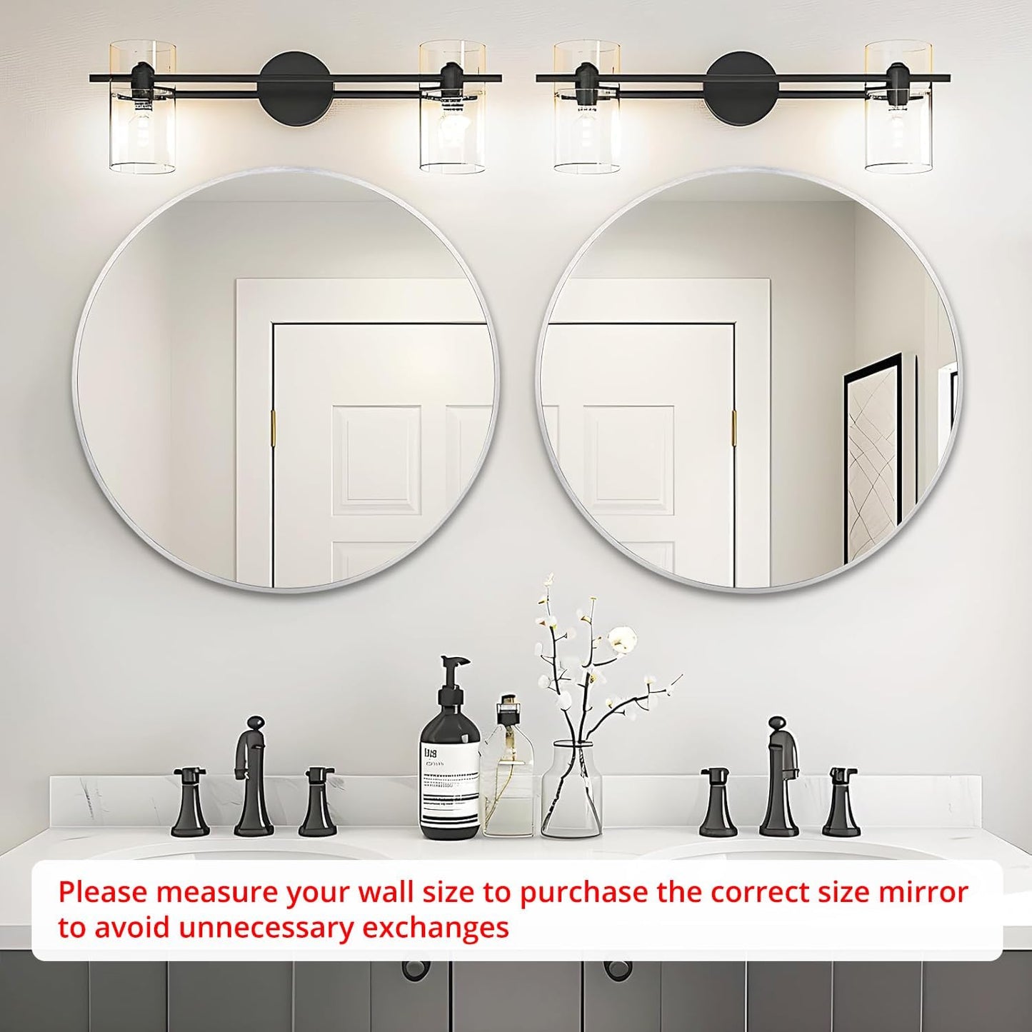 Fabuday Black Circle Mirror for Wall 20 inch - Round Mirrors for Bathroom, Entryway, Living Room, Hallway, Bedroom Decor, Small Matte Framed
