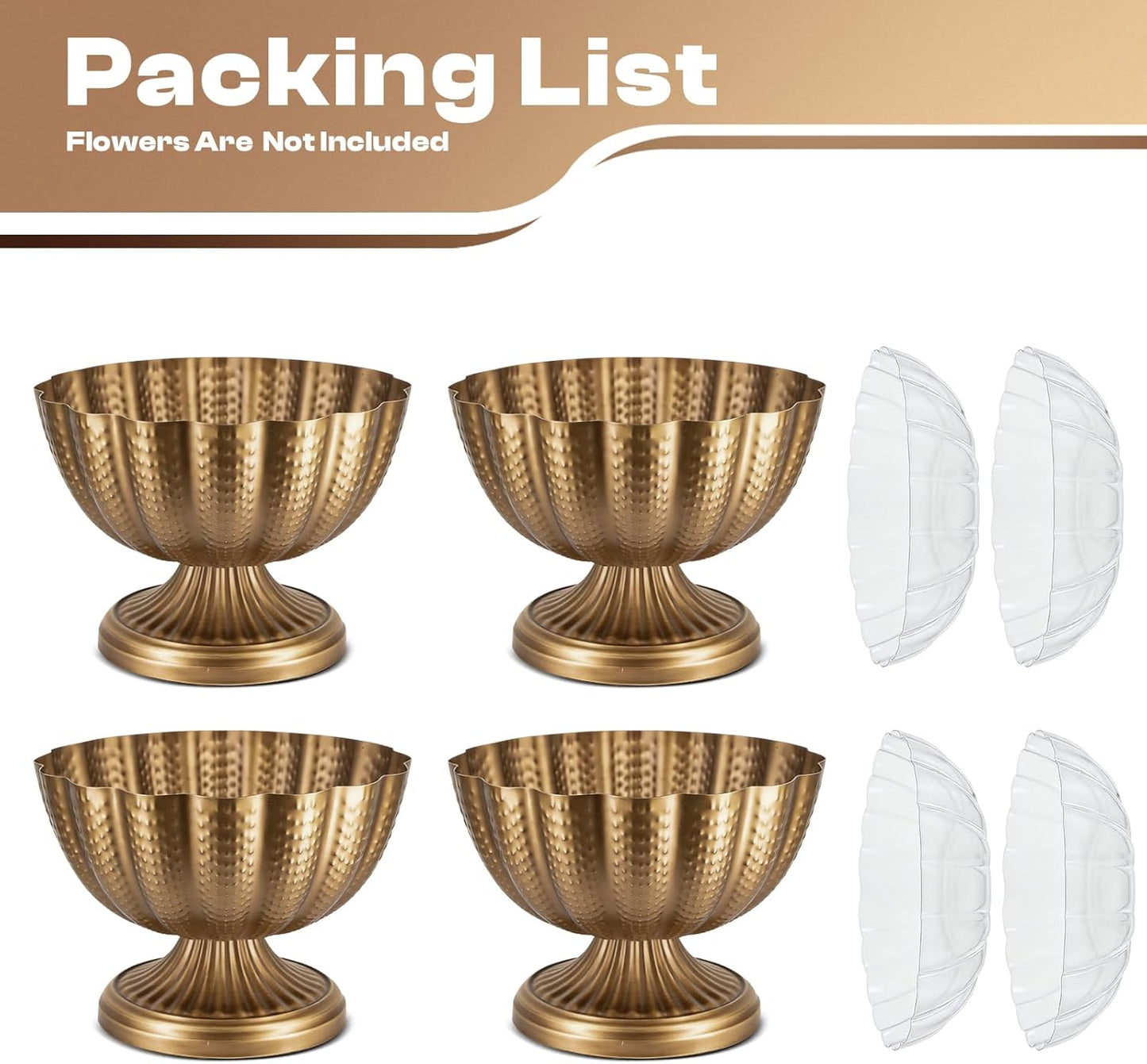 Small Gold Vases for Centerpieces: Antique Gold Flower Vase for Wedding 4 Inch Brass Compote Vase Metal Pedestal Bowl Flower Urn for Party Event Home Decor Set of 4