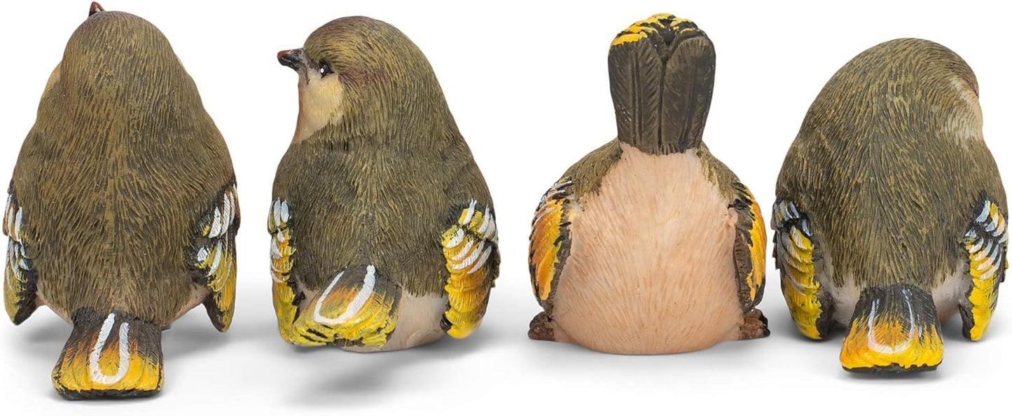 RAZ Imports Striped Wing Bird 2.5 x 2.25 inch Resin Decorative Tabletop Figurine Set of 4, Sage Green
