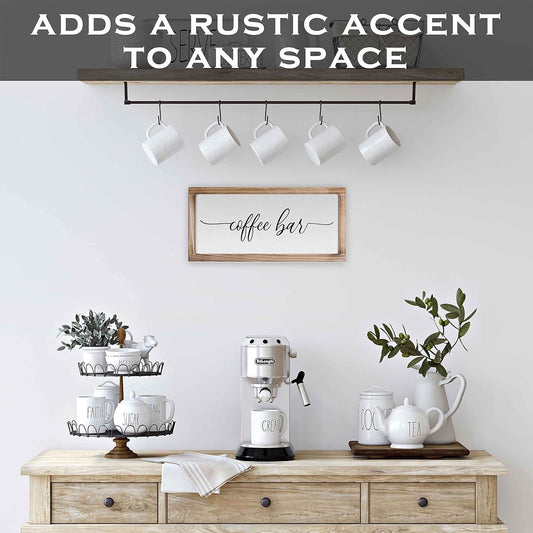 Coffee Bar Sign Decor 8x17 Inch, Coffee Sign Decor, Wooden Kitchen Wall Art