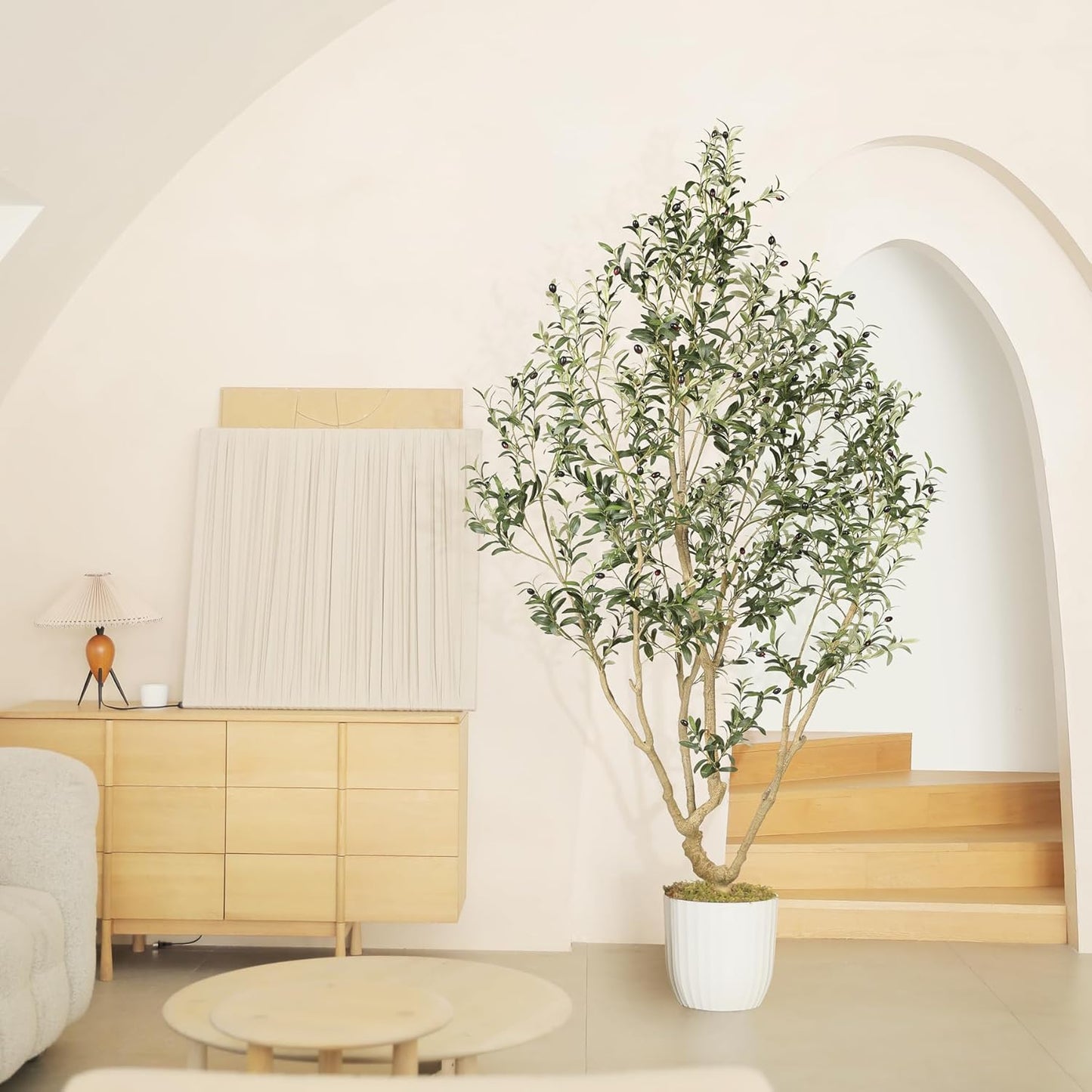 LYERSE Olive Trees Artificial Indoor - Faux Olive Tree 7ft with Olive Branches and Lifelike Fruits - Fake Olive Tree 7 Feet for Modern Home Office House Living Room Decor Indoor
