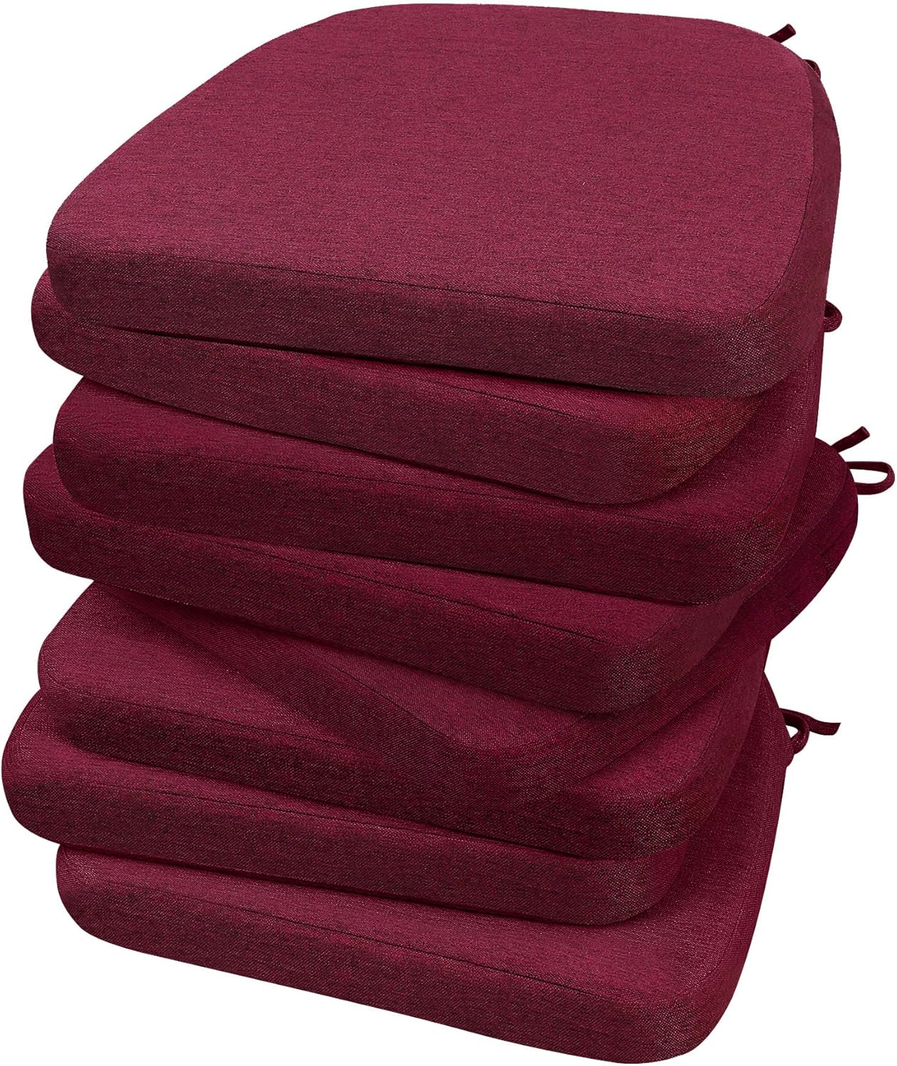 AAAAAcessories D-Shaped Chair Cushions, 2" Thick Dining Chair Pads with Ties and Removable, Machine-Washable Cover, 17" x 16", Set of 4, Oatmeal Beige - Colors B