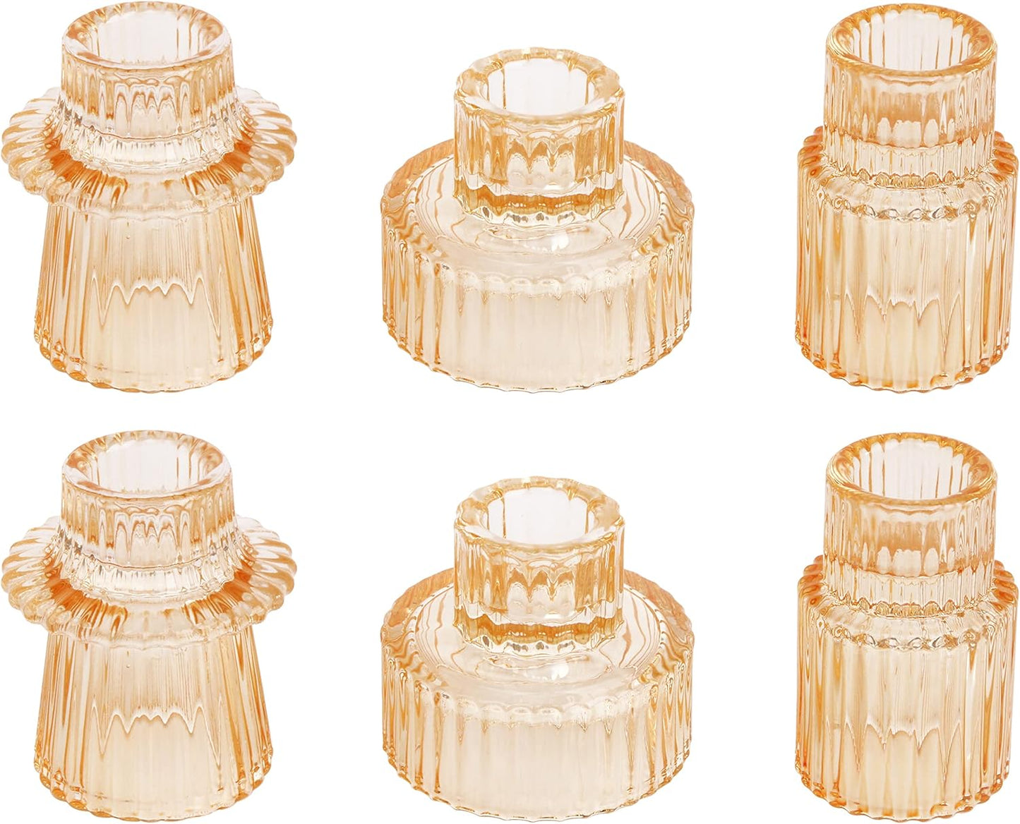 Vixdonos Taper Glass Candlestick Holders Tealight Candle Holders for Table Centerpieces, Wedding Decor and Dinner Party (6 Pcs, Green)