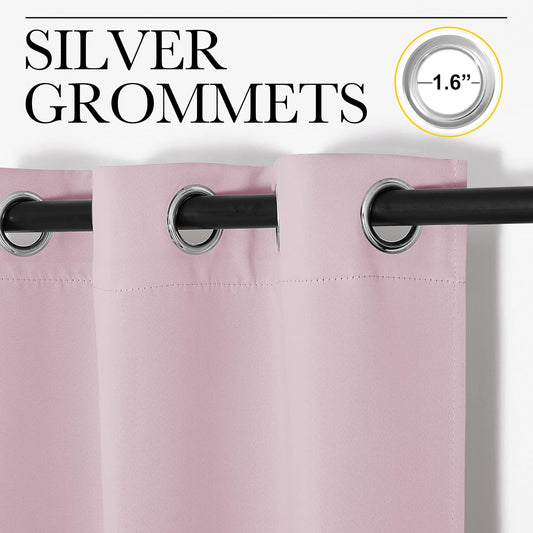 NICETOWN Halloween Pitch Black Solid Thermal Insulated Grommet Blackout Curtains/Drapes for Bedroom Window (2 Panels, 42 inches Wide by 63 inches Long, Black) - Colors B