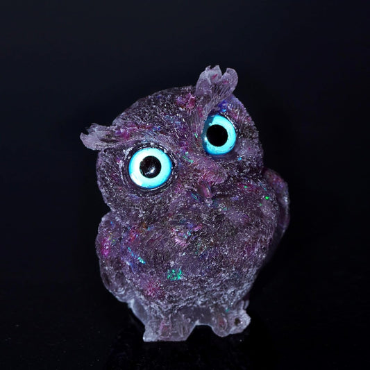 OwMell Owl Statue Tumbled Stone Gemstone Owl Figurine Home Decor Shelf Decor 2.5" - Turquoise