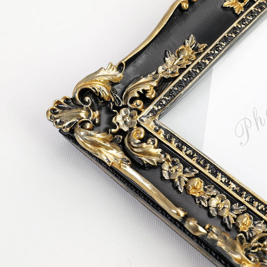 Cuspin 5x7 Picture Frame, Ornate Vintage Gold Photo Frame with Glass Front, Resin Ginkgo Leaf Textured Picture Frames for Tabletop or Wall Mount, Horizontal or Vertical - Colors A