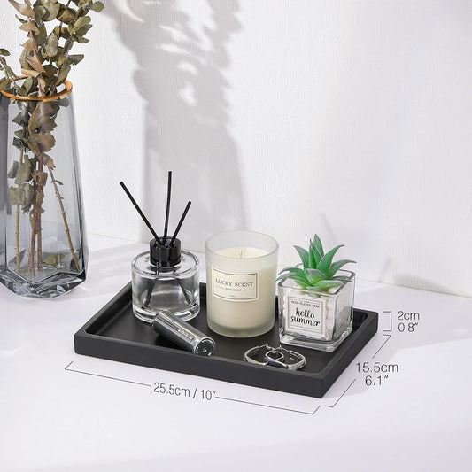 Luxspire Bathroom Vanity Tray, 8 x 4 inch Resin Kitchen Sink Tray for Soap Dispenser Bathroom Countertop Organizer Plate Holder for Perfume Soap Towel Bathroom Accessories, Mini, White Marble
