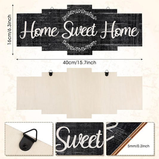 Jetec Home Sweet Home Sign, Rustic Wood Room Wall Decor, Farmhouse Plaque Wall Hanging Wooden Sign for Bedroom, Living Room, Wedding Decor(Wood Color)