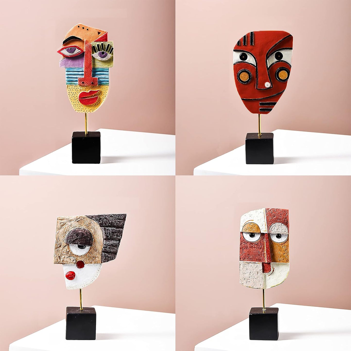 Wink - Handcrafted Statues Resin Abstract Sculpture for Home Decor Modern,African Art Tribal Figurines Decorations Items Accents Influencer Picks for Bookshelf,TV Stand,Living Room,Nightstand