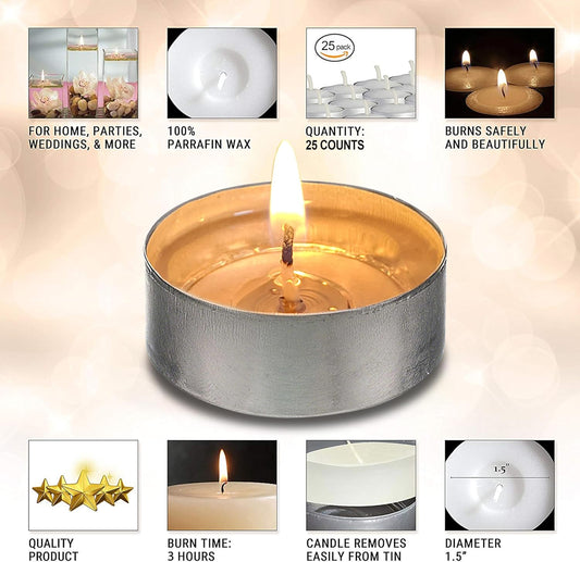 Ohr Tea Light Candles - 200 Bulk Pack - White Unscented Travel, Centerpiece, Decorative Candle - 3 Hour Burn Time