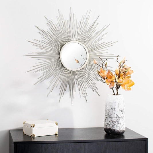 Safavieh Home Collection Alves 30-inch Champagne Sunburst Round Mirror