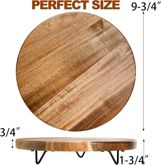 TOPZEA Decorative Round Wood Riser for Display, 10 inch Acacia Wood Pedestal Stand Farmhouse Kitchen Decor Tray Coffee Table Bathroom Counter Organizer for Plant Pot, Perfume, Cake, Lamp