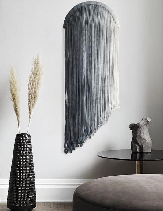 Flber 2 Pcs Macrame Wall Hanging Boho Wall Decor Handmade Macrame Art Tapestry Wedding Macrame Backdrop 13.7" W x 51" L For Living room Bedroom Headboard Decor