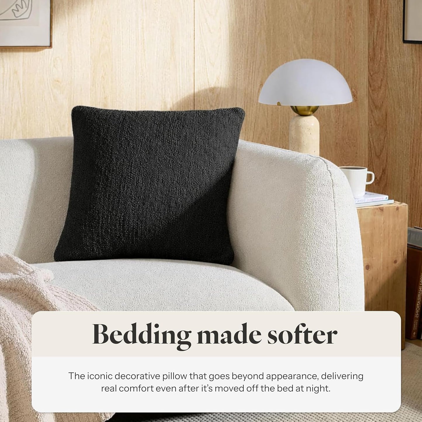 Sunday Citizen Snug Throw Pillow – Soft Memory Foam Decorative Pillow, Plush Snug Fabric Cover, Cozy Sofa & Bed Pillow, Washable Cover, Luxury Throw Pillow (Biscotti)