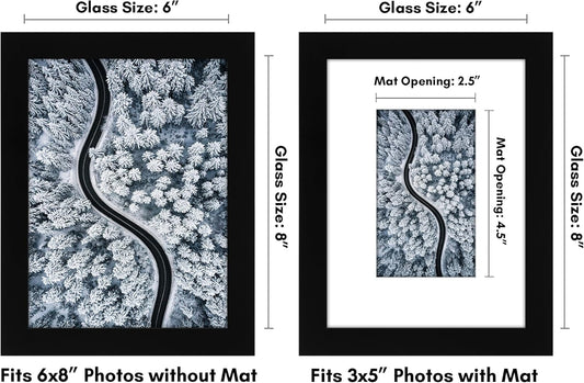 Americanflat 8x10 Picture Frame with Shatter-Resistant Glass - Use as 5x7 Frame with Mat or Display 8x10 Photo Without Mat - Signature Collection - Picture Frames for Tabletop and Wall Display - Black