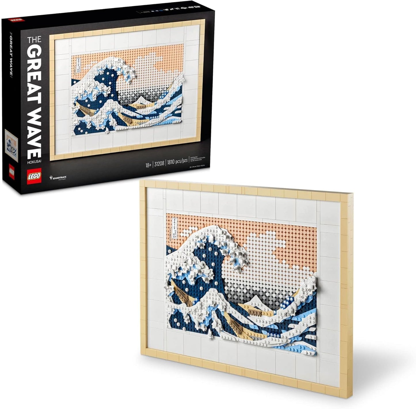 LEGO Art Hokusai The Great Wave Framed Japanese Wall Art Building Set - Unique Wall Decor for Home, Room, or Office - Fun Activity for Adults, Ages 18+ - Gift for Men and Women - 31208