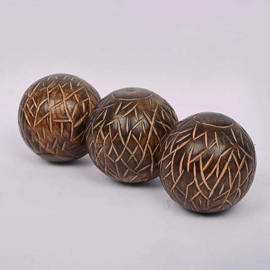 Samhita Decorative Mango Wood Round Balls Set of 3 for Home Decor Modern Decorative Balls for Living Room, Bedroom, Kitchen, Bathroom, Office.
