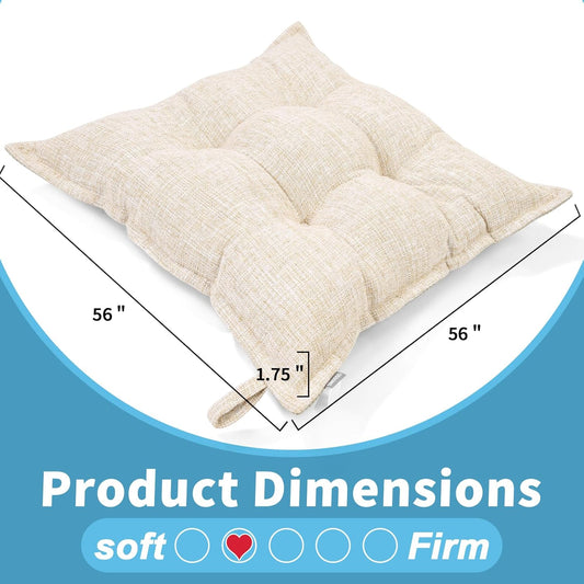 SINSOSSO Large Floor Pillow 22", Thickened Bite-Size Memory Foam Square Non-Slip Cushion for Office Back Support/Indoor Yoga/Chair Seat, Fashionable Color-Blocked Fabric & Washable, White-Gray, 1 PCS