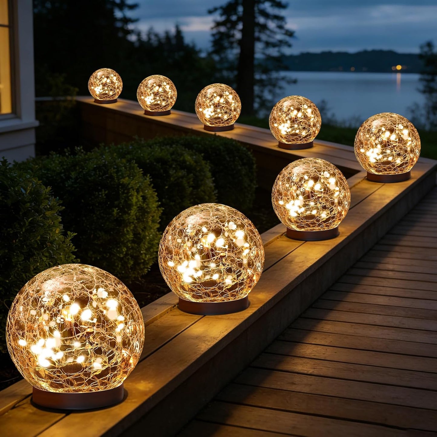 MLKNK Solar Globe Lights Outdoor Waterproof-Solar Balls-Solar Garden Lights-Orbs for Outside 2 Pack Cracked Glass Ball for Lawn Patio Yard Backyard Decorations