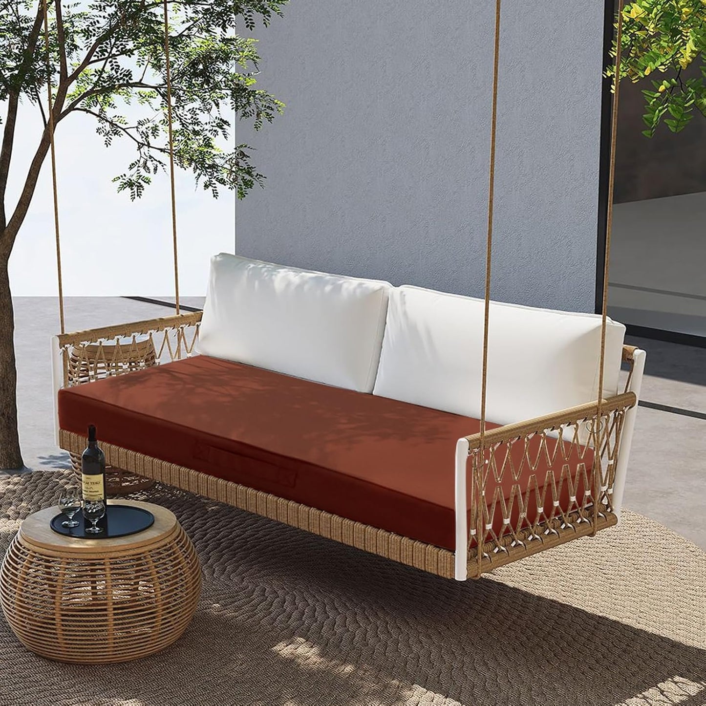 Outdoor Bench Cushion 48x18 Inch Waterproof with Memory Foam,Patio Bench Cushions for Outdoor/Indoor Furniture Porch Swing Cushion with Handle and Adjustable Strap,Navy Bule