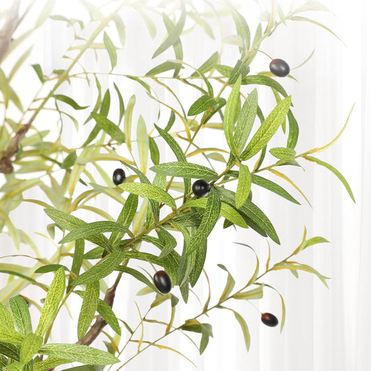 Olive Trees Artificial Indoor, 7FT Faux Olive Tree with Lifelike Branches and Realistic Olives, Large Fake Tree for Home House Office Living Room Decor
