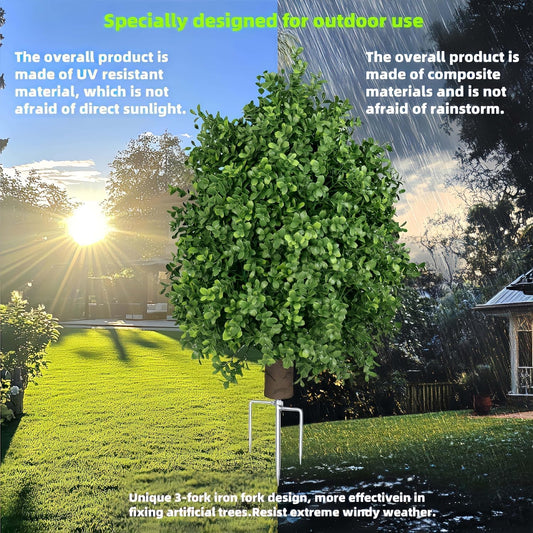 Boxwood Topiary Bush – Artificial Shrubs for Outdoors, Artificial Boxwood Topiary Ball Tree, UV Resistant Evergreen for Front Porch, Garden, Yard & Balcony Decor