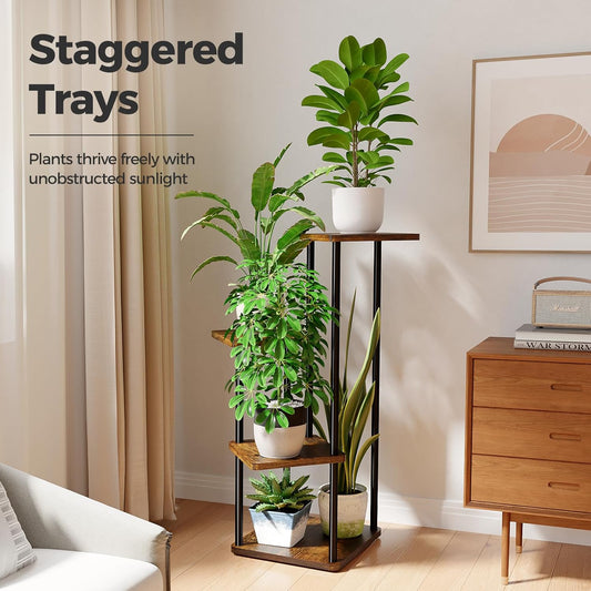 Bamworld Plant Stand Indoor Tall Plant Shelf for Multiple Plants Corner Plant Table Tiered Flower Stand for Living Room Bedroom Balcony Brown