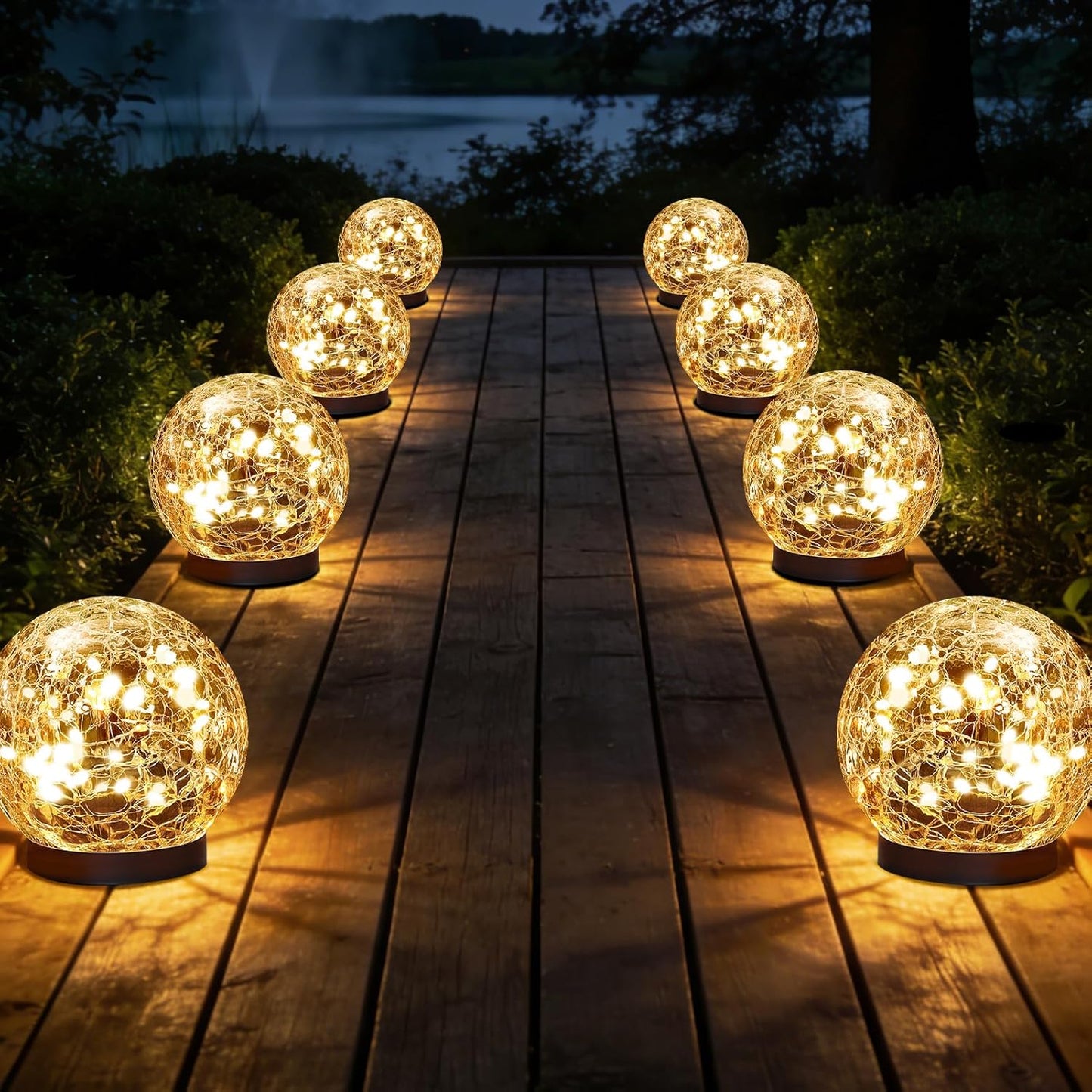 JKIMK Solar Globe Lights Outdoor Waterproof - Cracked Glass Ball Lights for Garden, Patio, Yard, Lawn and Backyard Decor - Solar Orbs for Outside Decorations