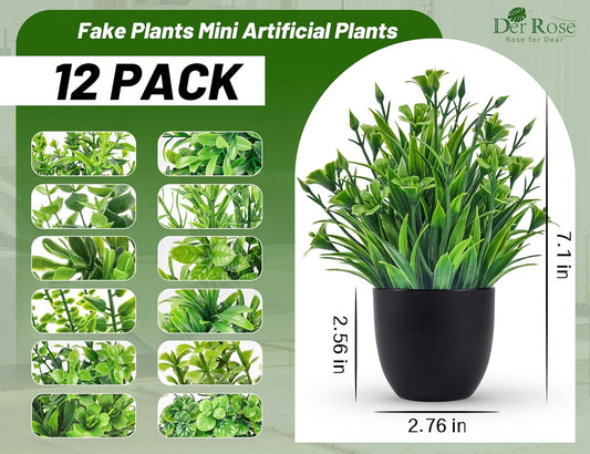Der Rose Fake Plants 4 Packs Artificial Plants Small Faux Plants Black Bathroom Accessories for Halloween Bathroom Home Kitchen Coffee Table Office Desk Decor Indoor