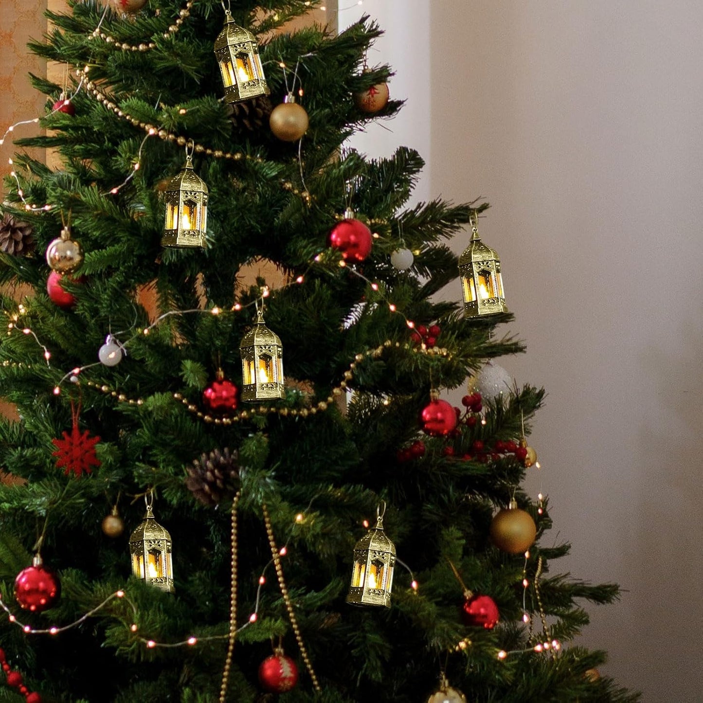 Mini Lanterns Decorative Indoor: 6 Pcs Black Small Hanging LED Lanterns for Centerpieces Wedding Table Decor Ramadan Enchanted Forest Decorations