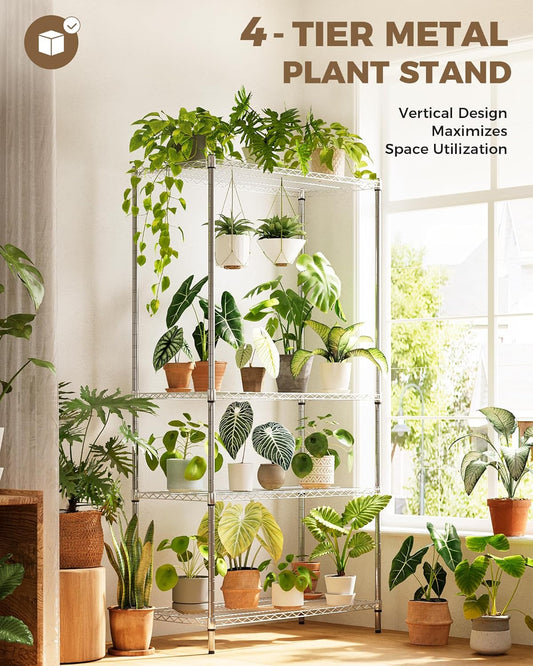 GENTINGBRO Plant Stand Indoor Outdoor 63" Tall Plant Shelf for Plants 14-Tier Large Plant Sheves for Living Room Heavy Duty Plant Rack Garden Balcony Patio Hanging Planter