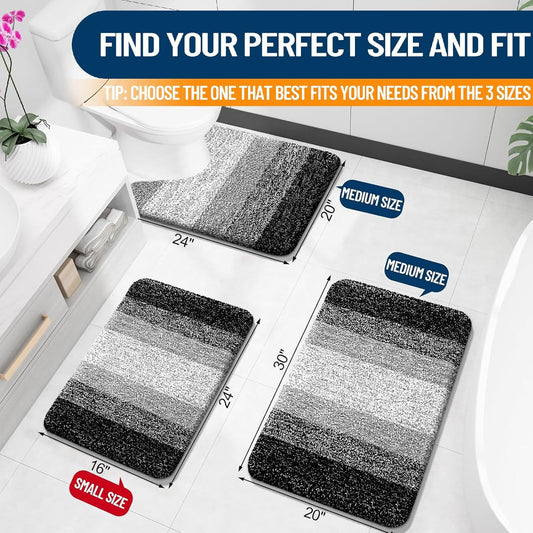 OLANLY Bathroom Rugs Mat 30x20, Extra Soft Absorbent Microfiber Bath Rugs, Rubber Backing, Quick Dry, Machine Washable Bath Mats for Bathroom Floor, Tub and Shower, Home Decor Accessories, Grey - Colors C